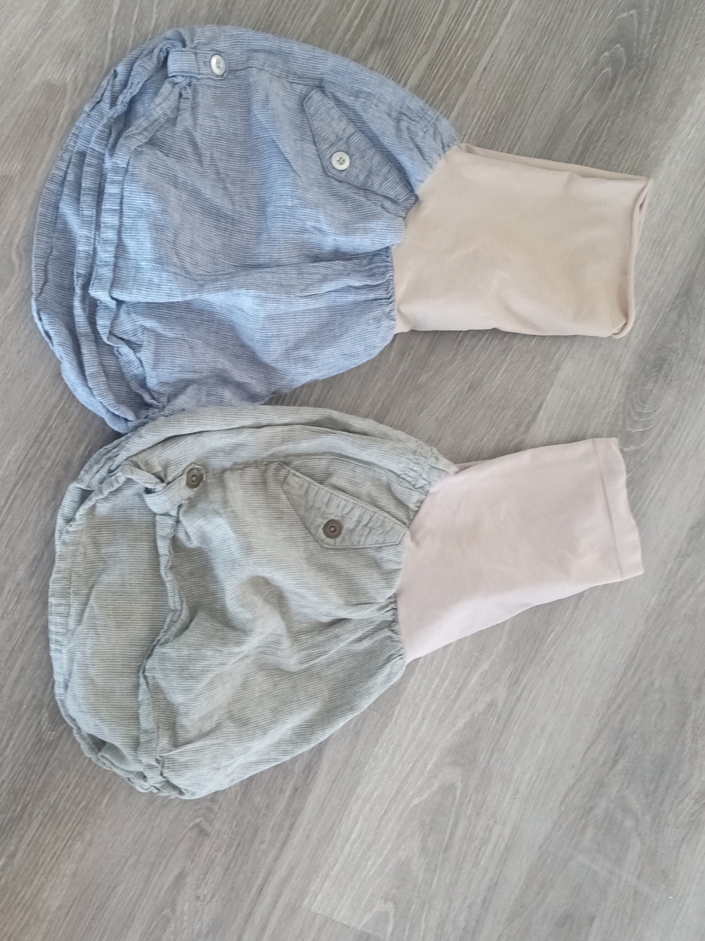 Motherhood Bubble Shorts Set in Blue and Cream